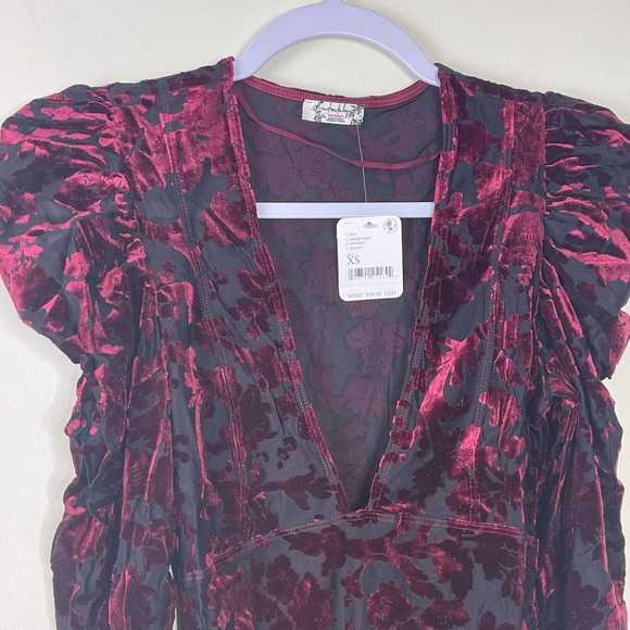 Free People Midnight Combo Magic Hour Velvet Burnout Bodysuit NWT Size XS - Picture 5 of 12